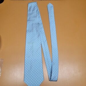 Brooks Brothers 346 Pure Silk Light Blue White Polka Dot Necktie